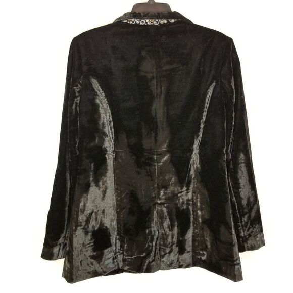 Soft Surroundings Women's Black Starlet Velvet Embellished Blazer Sz M Black - Picture 5 of 10